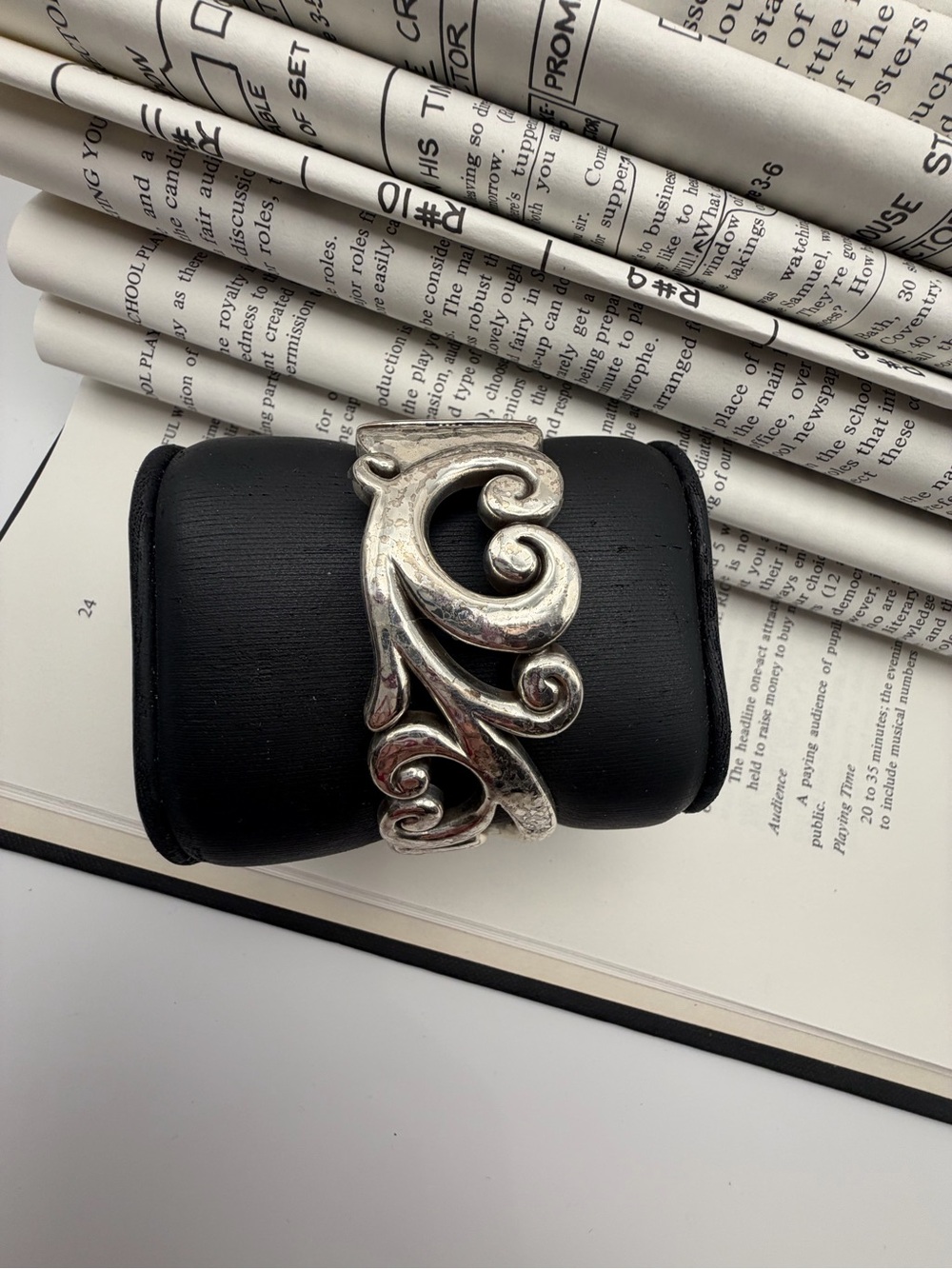 Brighton Openwork Scroll Hinged Cuff Bracelet- Retired